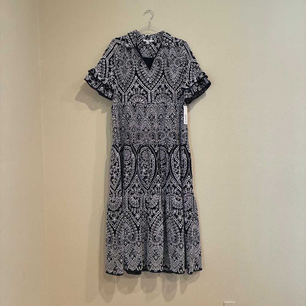 Chicos Eyelet Navy Maxi Dress